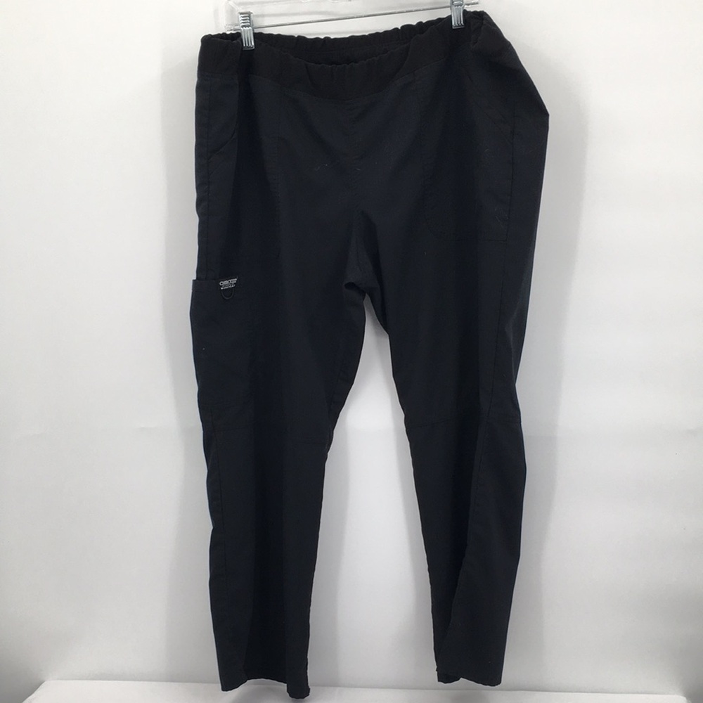 Cherokee Workwear WW110P Black Scrub Pants Elastic Waist 2XL Petite